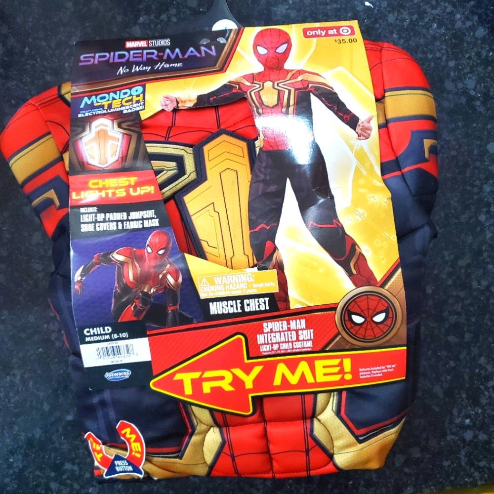 Spider-Man Light-Up Jumpsuit- Halloween - Size: Child (8-10)- New- RRR Halloween